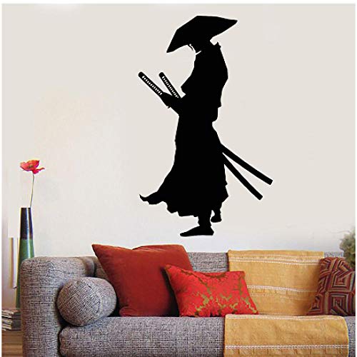 NIUZHENBAOS Samurai Einfache Schwarz-Weiß-Wandaufkleber Für Wohnzimmer Schlafzimmer Büro-Wanddekoration Abnehmbare Vinyl Wandaufkleber 58X96Cm von NIUZHENBAOS