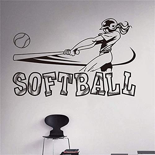 NIUZHENBAOS Softball-Mädchen: Stilvolle und kreative Wandaufkleber für Sportliebhaber Zuhause, Wohnzimmer, Schlafzimmer, abnehmbare Vinyl-Wandaufkleber 43x60 cm von NIUZHENBAOS