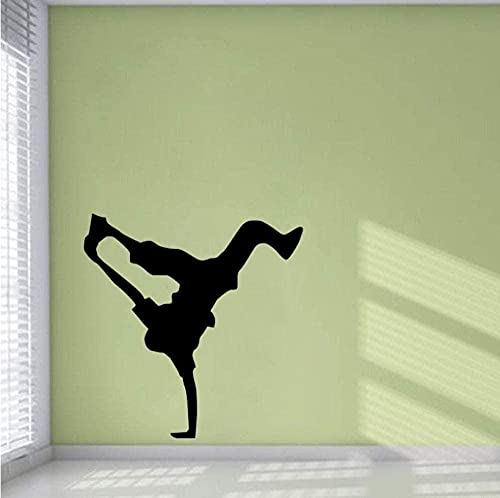 NIUZHENBAOS Street Dance Boy Silhouette Wandaufkleber Schwarz und Weiß für Kinderzimmer oder Tanzsaal Dekor - Schwarz Vinyl Wandaufkleber Abnehmbar 39X66cm von NIUZHENBAOS