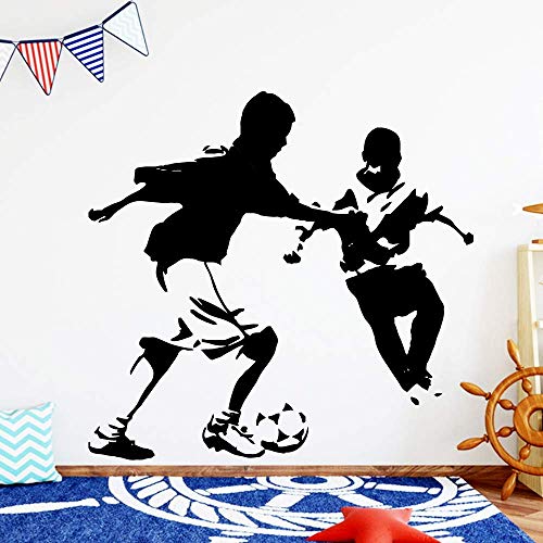 NIUZHENBAOS Wandaufkleber Schwarz-Weiß-Fußball-Silhouette für Kinderzimmer und Fitnessstudios - Schwarz Vinyl Wandaufkleber Abnehmbar 45X46cm von NIUZHENBAOS