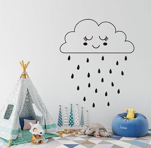 Niedliche kreative dunkle Wolken und Regen Wandaufkleber - geeignet für Schlafzimmer und Kinderzimmer Dekoration - Abnehmbare Vinyl Wandaufkleber 30 * 57 cm von NIUZHENBAOS