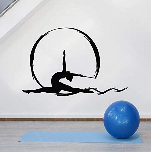 Rhythmische Gymnastik - Abnehmbarer Vinyl-Wandaufkleber - Für Gymnastikliebhaber, Mädchenzimmer Wanddekoration, Schwarz-Weiß-Sportwandaufkleber 87X57 cm von NIUZHENBAOS