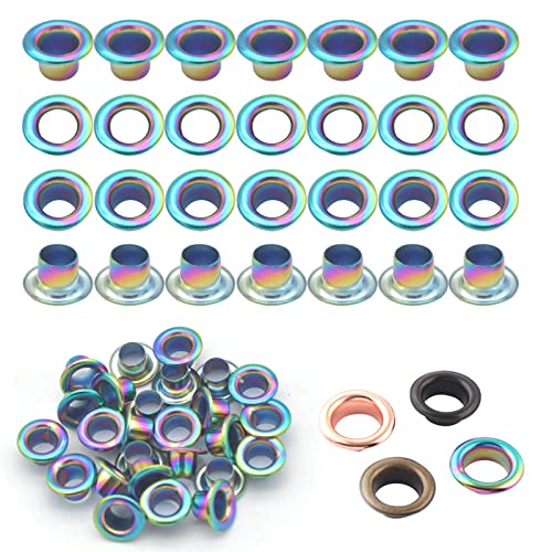 Metallösen, Ösenloch-Set, Metallösen, Ösen, 100 Stück, Werkzeugset für Lederkleidung, Gürtel (Regenbogenfarben, 5 mm) von NIWONS