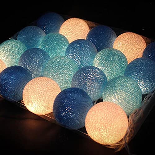 NIWWIN 3M 20 LED leuchtende Wattebällchen Lichterketten Party Weihnachten Schlafzimmer Vorhang Lichter Geburtstag Halloween Hochzeit Beleuchtung Babyzimmer Romantisches Dekor Geschenk (Blau) von NIWWIN