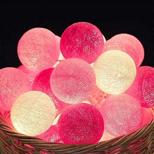 NIWWIN 3M 20 LED leuchtende Wattebällchen Lichterketten Party Weihnachten Schlafzimmer Vorhang Lichter Geburtstag Halloween Hochzeit Beleuchtung Babyzimmer Romantisches Dekor Geschenk (Rosa) von NIWWIN