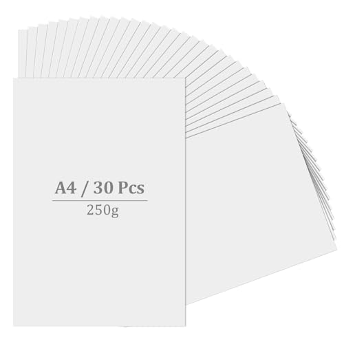 NIXRET 30 Blatt Kartonpapier – 250g Kartonpapier Weiß DIN A4 Druckerpapier, Blanko-Karten für Basteln, Selbstgestalten, Fotokarton und Visitenkarten und Gestalten von NIXRET