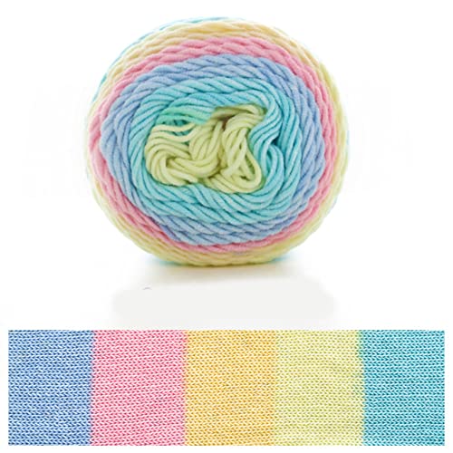 NIXUUANGCHISA Garn Handstrickgarn 100 g Regenbogen-Baumwollgarn, Segmentfärbung, 5 Stränge Milchbaumwollgarn, DIY, handgestricktes Sofakissen-Kissengarn, 193 m(1pc 29) von NIXUUANGCHISA