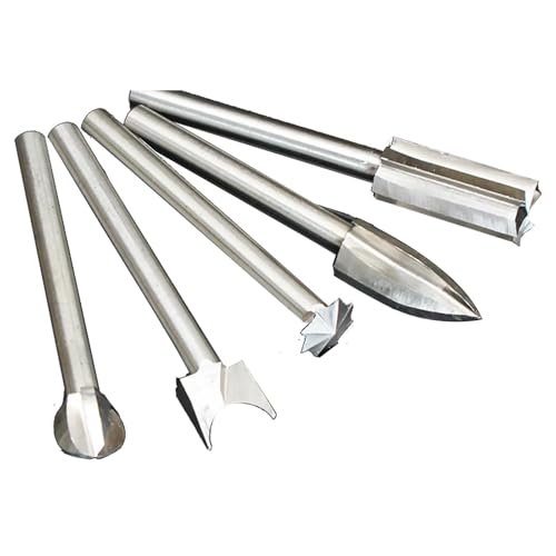 1 x Holzschnitz-Bit-Set, Bits für Dremel, Fräser-Bits, Schleif-Bits, Zubehör für Dremel, Holzschnitzwerkzeuge, Holzschnitzwerkzeug, Schnitzwerkzeuge, 5 verschiedene Holzbearbeitungs-Gravurbohrer für von NIYATA