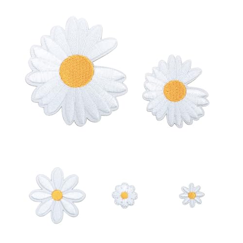 40 Stück Patches Zum Aufbügeln Blume, Bügelflicken Bügelbilder, Blumen Aufnäher zum Aufbügeln, Gänseblümchen Bügel Patches, Cute Flower Iron on Patches für DIY T-Shirt Jeans Kleidung Taschen von NIYATA