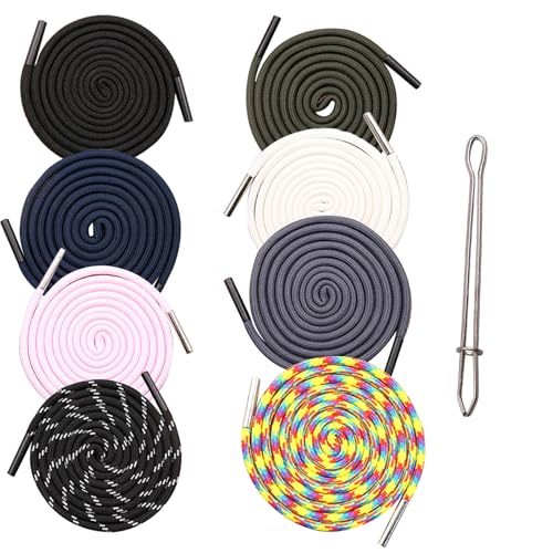 NIYATA 8 Stück Kordel für Jogginghose,Hoodieband,Kordelzug Polyester mit 1 Kordelzug Einfädler,140cm Lang mit Einer Seilstärke 5mm Runden 8 Farbe,Kordel für Hosenbund,Sweathosen,Shorts,Hosen,Jacke von NIYATA