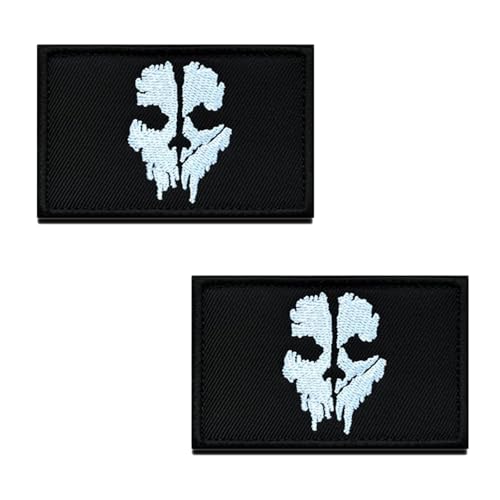 NIYATA Taktische Flicken mit Klettverschluss, Totenkopf-Patch mit Haken und Schlaufe, bestickte Moral-Patches für taktische Ausrüstung, Militäruniformen, Taschen und Jacken (schwarz), 2 Stück von NIYATA