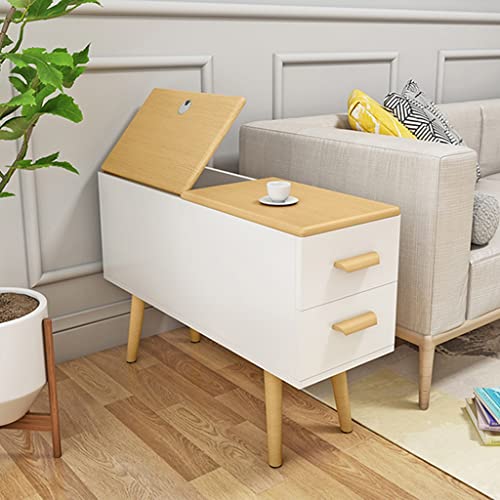 Sofa Beistelltisch mit 2 Schubladen, Flip Lid Storage Schmal und Lange Lagerung Schrank, Massivholz-Schrankbeine, Hydraulische Scharniere, Ecktisch für Wohnzimmer ( Color : White+wood , Size : 100*30* Sofa Beistelltisch mit 2 Schubladen, Flip Lid Storage Schmal und Lange Lagerung Schrank, Massivholz-Schrankbeine, Hydraulische Scharniere, Ecktisch für Wohnzimmer ( Color : White+wood , Size : 100*30* von NIZAME