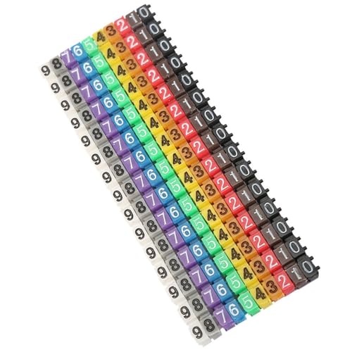 100 Stück 2,5 mm² Drahtnummernetiketten, Aufsteckbare Codierte Markierung für Bunte Kabel Zur Markierung Verschiedener Kabel (150 Stück KCM-1,5 mm, 1,5 quadratisch) von NIZUUONE