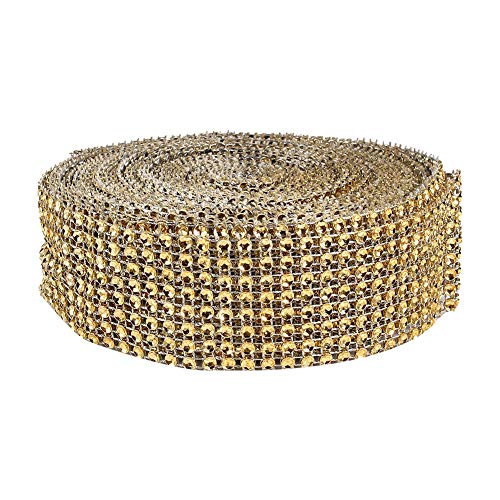 8 Reihen, 10 Yards, heiß Zuschneidbares Diamant-Mesh-Band, Elegante Party-Dekorationsrollen (GOLD) von NIZUUONE