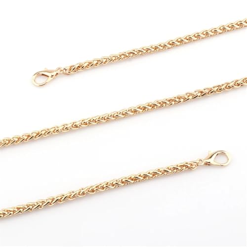 NJIEzhao Taschenkette Gold/Silber/Schwarz 5mm dünne Kette Taschenkette Hardware Handtaschenzubehör Metalllegierung Taschenkettenriemen Taschenzubehör(L03-Light Gold,120CM) von NJIEzhao