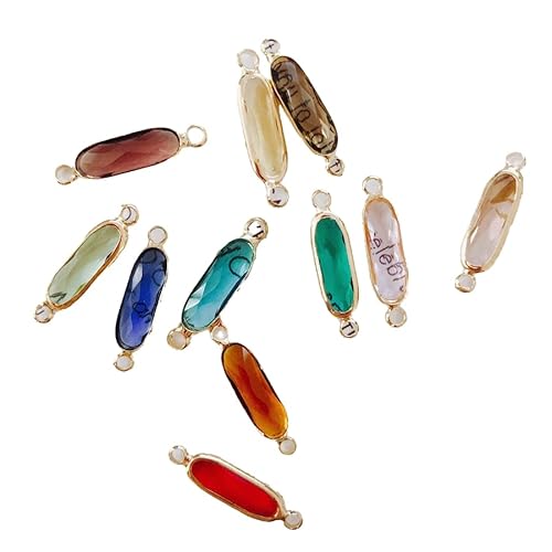 NKGWQ Facettenreiche Kristallperlen, Strass-Perlen, Entre-Anhänger-Verbindungsstücke aus Naturstein, zum Basteln, für DIY-Dekorationen, 10 Stück, 22,5 x 5,5 mm von NKGWQ