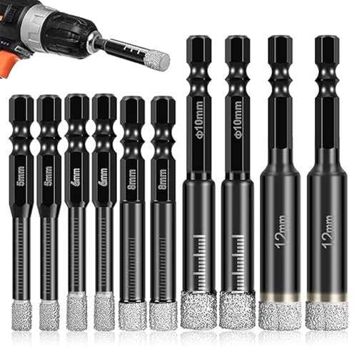 6/10 Pack Diamond Drill Bits Set, Diamond Drill Bits, for Granite Ceramic Marble Fliesen Stone Glass Hard Materials, Integrated Coolant for Fast Dry Drilling von NKNLKS