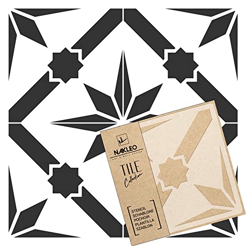 NAKLEO Frontera Fliese Wiederverwendbare Kunststoff Schablone - 20x20cm - Sagarra Stern Geometrisch - Marokkanisch Geometrisch - Pflasterstein Betonboden Wandmalerei Vorlage Holz von Nakleo