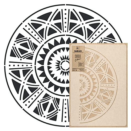 NAKLEO Mandala Malerei Große Schablone - Durchmesser 59 cm - Afrikanisches Ethnisches Kreis Mandala Geometrisches Ornament - Wiederverwendbare Plastik Wandschablone von Nakleo