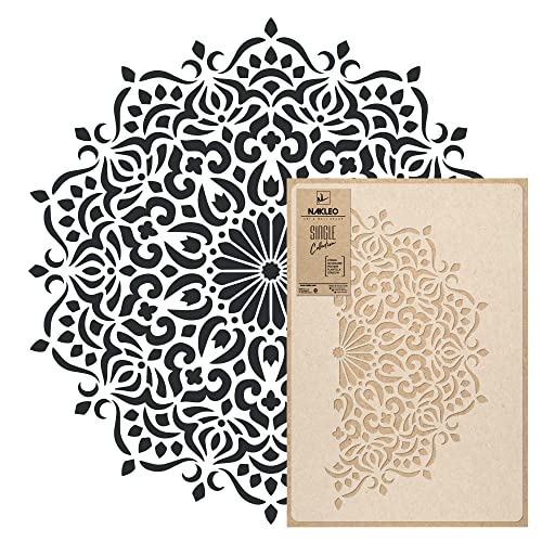 NAKLEO Mandala Große Malschablonen - Durchmesser 59 cm - Orientalischer Kreis Mandala Geometrisches Ornament - Wiederverwendbare Plastik Wandschablone von Nakleo