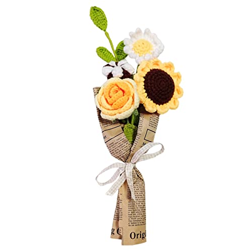 NLDGR Häkelblumenstrauß Gestrickte Handgemachte Rosenblumen Künstliche Häkelblumen Blumenstrauß für Hochzeit Valentiness Geschenke Muttertag Geburtstag Geschenk für Heimdekoration von NLDGR