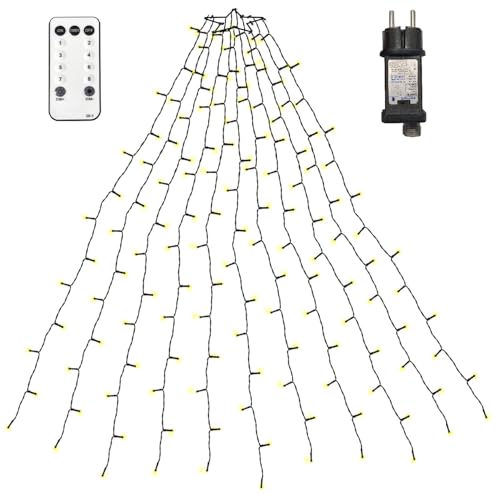 NLNEY Weihnachtsbaum Lichterkette, 2M 400LEDs 20 Stränge Christbaumbeleuchtung mit Sternenring, 8 Modi Weihnachtslichter Innen Außen Dekor für Weihnachtsbaums von NLNEY