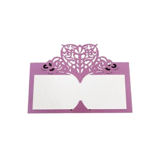 Hochzeitseinladungen Karte 10/50/100 Stücke Hochzeit Tischkarte Papier Laser Geschnitten Herzform Tisch Namenskarte Tischkarte Hochzeit Party Dekoration Bevorzugung Sitzkarte(Dark purple,100pcs) von NMZXSTKN