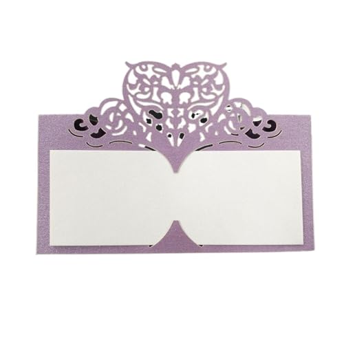 Hochzeitseinladungen Karte 10/50/100 Stücke Hochzeit Tischkarte Papier Laser Geschnitten Herzform Tisch Namenskarte Tischkarte Hochzeit Party Dekoration Bevorzugung Sitzkarte(Light purple,100pcs) von NMZXSTKN