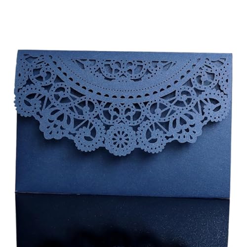 Hochzeitseinladungen Karte 10 Stück lasergeschnittene Hochzeitseinladungskarten, dreifach gefaltete Spitze, Geschäftsgrußkarte, Verlobung, Hochzeit, Partybevorzugung, Dekoration(Dark Blue Cover) von NMZXSTKN