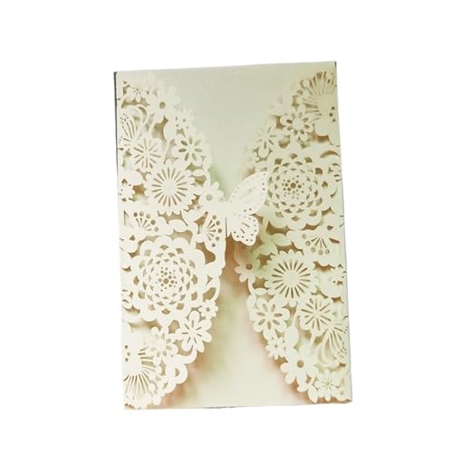 NMZXSTKN Hochzeitseinladungen Karte 10 Stück Glitzer-Schmetterling-Einladungskarten-Umschläge for Hochzeit, Verlobung, Taufe, Party-Dekoration, Geschenkartikel(Beige,Only Cover) von NMZXSTKN