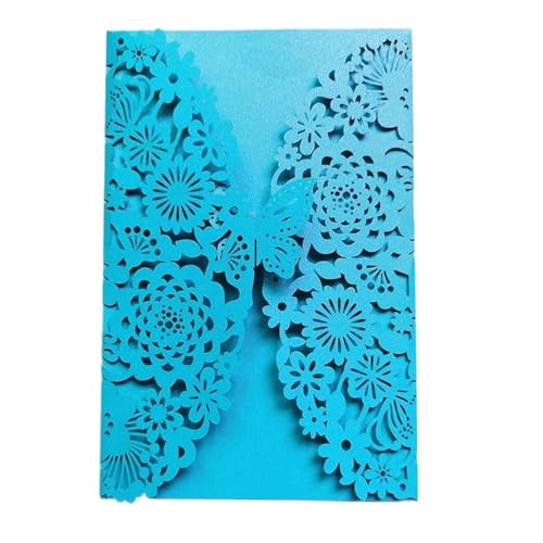 NMZXSTKN Hochzeitseinladungen Karte 10 Stück Glitzer-Schmetterling-Einladungskarten-Umschläge for Hochzeit, Verlobung, Taufe, Party-Dekoration, Geschenkartikel(Deep Blue,Only Cover) von NMZXSTKN