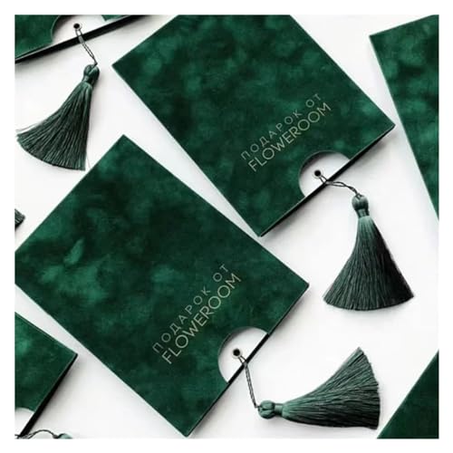 NMZXSTKN Hochzeitseinladungen Karte 100 Stück Flanell-Stil-Umschläge und Quasten, handgefertigte individuelle Hochzeitseinladungskarte(Green,100 Piece) von NMZXSTKN