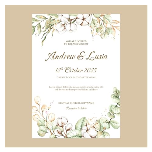 NMZXSTKN Hochzeitseinladungen Karte 20/100 Stück Hochzeitseinladungskarten, individuelle Hochzeitseinladungen, Fotoblumen, Save The Date-Hochzeitseinladungen(Style 8,100pcs 5x7inch) von NMZXSTKN