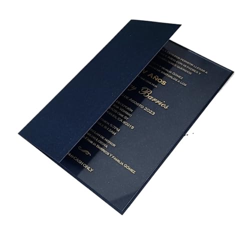 NMZXSTKN Hochzeitseinladungen Karte 50 Stück Smaragdgrünes Papier for Hochzeitsfeier-Einladungskarten, Einband, kein Innenblatt, kein Umschlag, kein Wachssiegel, kein Band, Keine Blume(Dark Blue) von NMZXSTKN