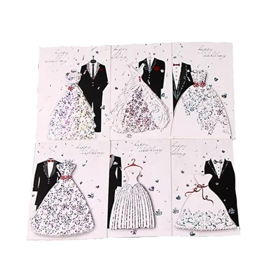 NMZXSTKN Hochzeitseinladungen Karte 6 Sets Elegante Hochzeitseinladungen im westlichen Bräutigam-Braut-Design, Hochzeitseinladungskarten mit Umschlägen, Partyzubehör von NMZXSTKN