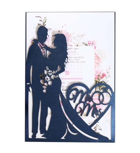 NMZXSTKN Hochzeitseinladungen Karte Hochzeitseinladungskarte, Valentinstag, zarte Einladungen, romantische Hochzeitsfeier-Einladungskarte(03 Blue) von NMZXSTKN