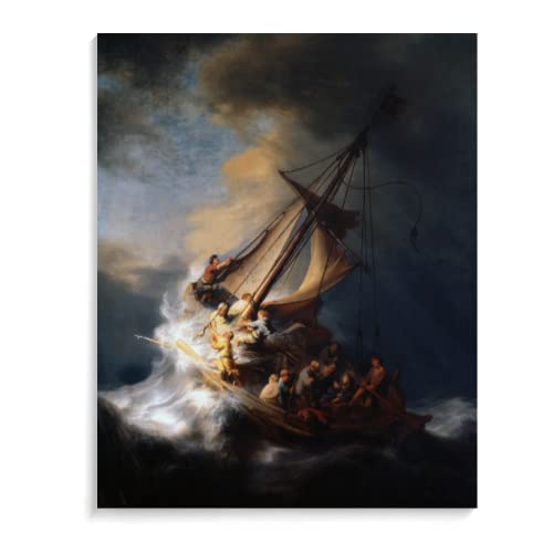 Malen Nach Zahlen Erwachsene Mit Rahmen Landschaften - Christ In The Storm On The Sea Of Galilee- Rembrandt Van Rijn 40X50Cm Malen Nach Zahlen Leinwand Bekannte Gemälde Mit Acryl,A1 von NNALEGS