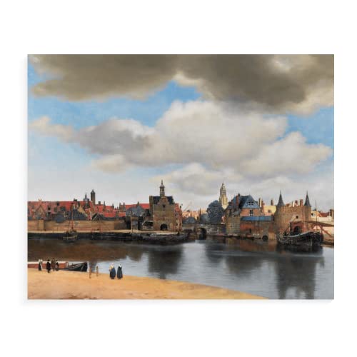 NNALEGS Malen Nach Zahlen Erwachsene Berühmte Gemälde Ansicht Von Delft - Johannes Vermeer,Malen Nach Zahlen Leinwand Mit Rahmen 40X50Cm Landschaft,Acryl,Mit 3 Bürsten,A1 von NNALEGS