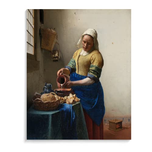 NNALEGS Malen Nach Zahlen Erwachsene Berühmte Gemälde Die Milchmagd - Johannes Vermeer,Malen Nach Zahlen Leinwand Mit Rahmen 40X50Cm Landschaft,Acryl,Mit 3 Bürsten,A8 von NNALEGS