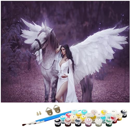 NNALEGS Malen Nach Zahlen Erwachsene Fantasy-Pegasus 40X50Cm Malen Nach Zahlen Leinwand Mit Rahmen Kinder,Malen Nach Zahlen Erwachsene Anfänger Set Landschaft Groß,E6 von NNALEGS