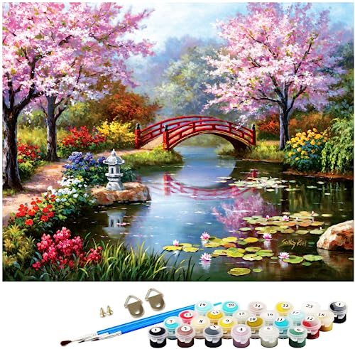 NNALEGS Malen Nach Zahlen Erwachsene Japanische Landschaft 40X50Cm Malen Nach Zahlen Leinwand Kinder Gartenbrücke Malen Nach Zahlen Anfänger Set Groß,C11 von NNALEGS