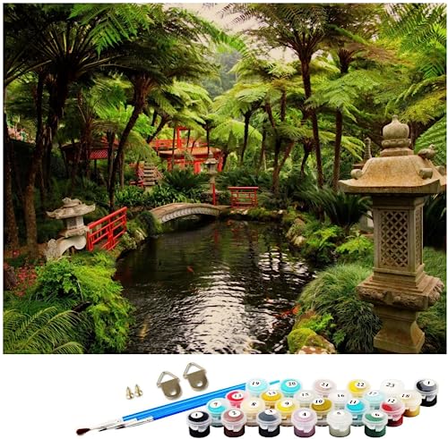 NNALEGS Malen Nach Zahlen Erwachsene Japanische Landschaft 40X50Cm Malen Nach Zahlen Leinwand Kinder Gartenbrücke Malen Nach Zahlen Anfänger Set Groß,D9 von NNALEGS