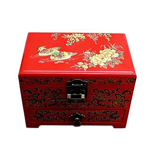 NNBGHJ ATAAYMandarinente, handbemalt, lackiert, Schmuckschatulle, chinesische orientalische Möbel und Geschenke, dreischichtig (rot) von NNBGHJ