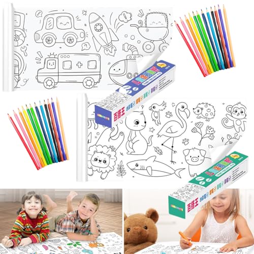 Flowarmth Kinder-Zeichenrolle, Malpapierrolle für Kinder,Klebe-Zeichenpapierrolle, die nicht schmutzig wird, DIY-Mal- und Malpapier, pädagogische Maltapete für den Unterricht (2PCS 2#) von NNBWLMAEE