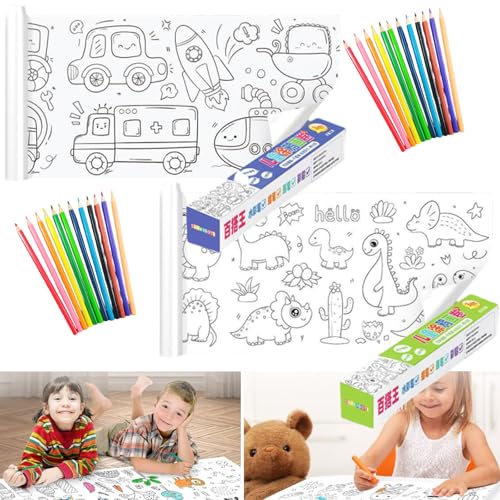 Flowarmth Kinder-Zeichenrolle, Malpapierrolle für Kinder,Klebe-Zeichenpapierrolle, die nicht schmutzig wird, DIY-Mal- und Malpapier, pädagogische Maltapete für den Unterricht (2PCS 3#) von NNBWLMAEE