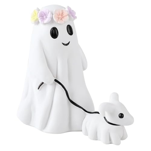 Halloween-Statue Eines Gehenden Geisteshundes, Ein Geist Geht Mit Seinem Geisterhund Spazieren, Halloween-Statuen Eines Geisterhundes, Gruseliger Geisterhund, Halloween-Figur, Tischdekoration For Zuha von NNCSNE