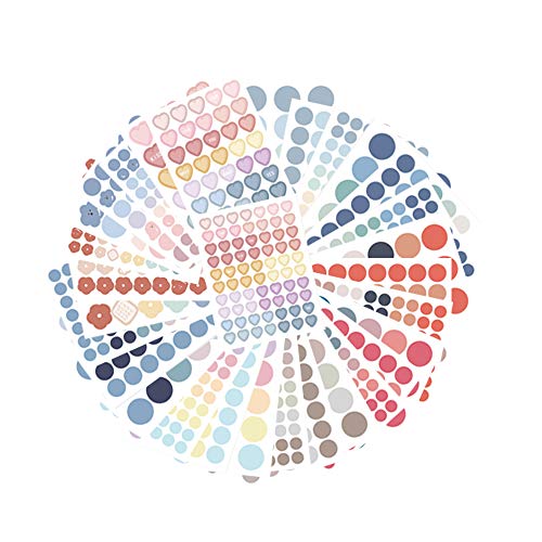 30 Blatt süßes Washi-Klebeband-Set mit 3 Größen, 1200 Stück runde Farbcodierung, Kreis-Punkt-Aufkleber-Etiketten, Multi-Styling-Aufkleber für Planer, Sammelalben, Geschenkdekoration (10 Modelle) von NO/A
