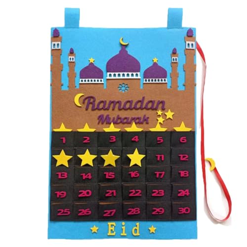 Großer Ramadan-Kalender für Kinder, Ramadan-Dekorationen für Zuhause 30 Tage Eid Mubarak Hängender Filz Countdown-Kalender, Ramadan-Geschenke Adventskalender 2024 mit 30 wiederverwendbaren von NOAFUNZO
