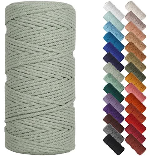 NOANTA Salbei-Makramee-Schnur, 3 mm x 90 m, farbiges Makramee-Seil, Baumwollseil, Makramee-Garn, bunte Baumwollkordel zum Aufhängen, Pflanzenaufhänger, Basteln, Stricken von NOANTA