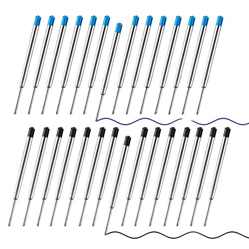 NOCHME Kugelschreiberminen 30 Stück, 15 STK blau und 15 STK Schwarz, Glattes Schreiben 1,0 mm Spitze,Metall Kugelschreiber Minen, Ersatz Großraumminen für Parker/Taktische Stifte von NOCHME